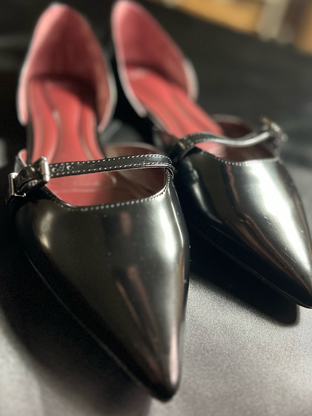 SARTO Franco Sarto Black Patent Mary Jane Pointed Toe Flats